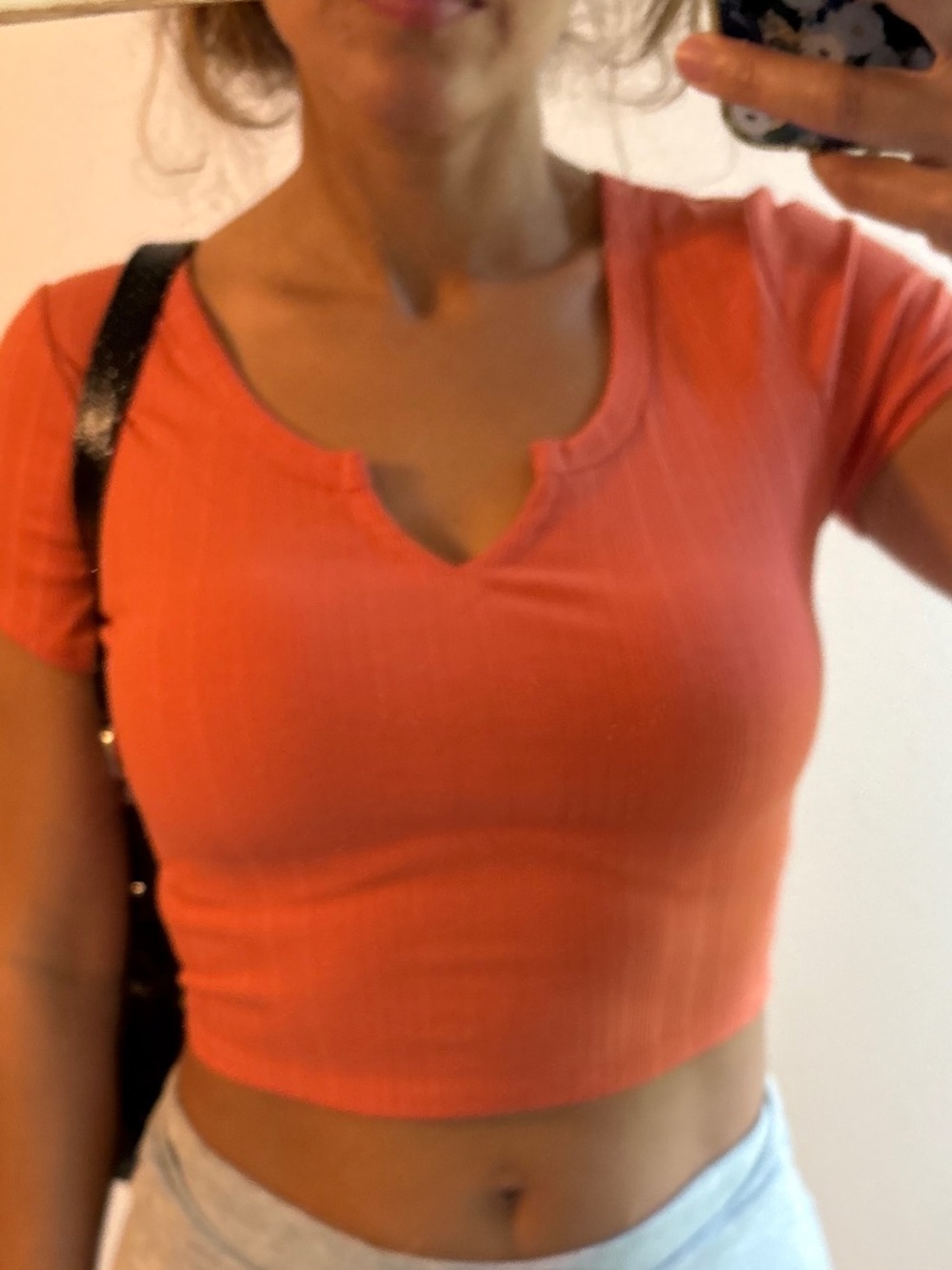 Little crop coral pink shirt